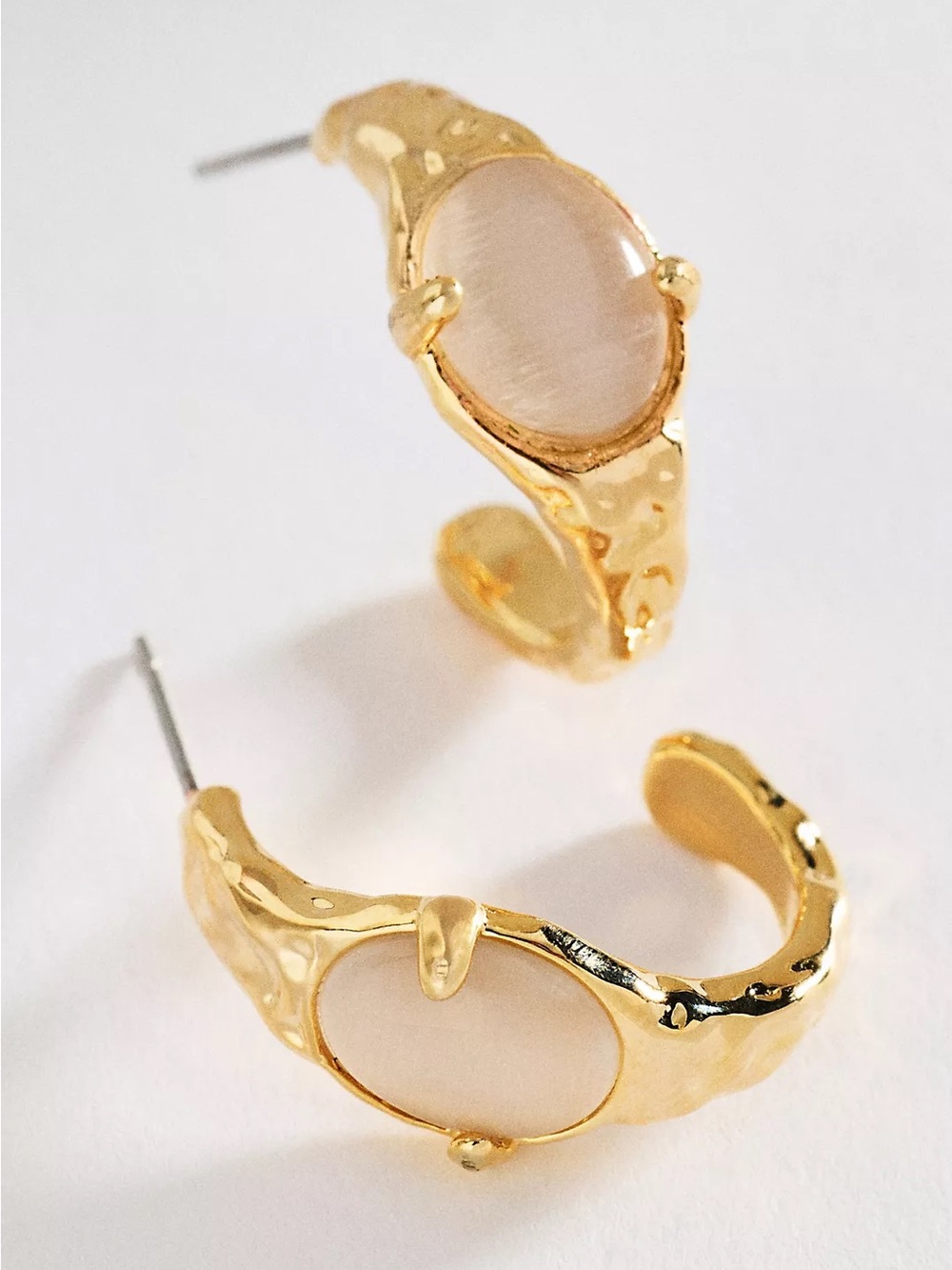 Anthropologie Mini Stone Hoop Earrings